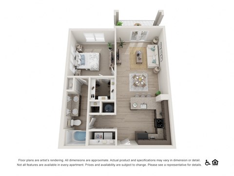 Floor plan for 1 bed, 1 bath, 780 sqft